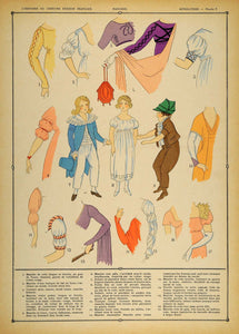 1922 Pochoir French Revolution Costume Sleeves Children - ORIGINAL COS1