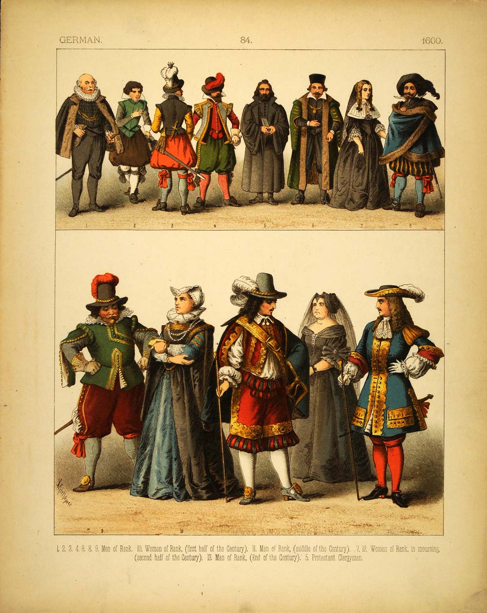 1882 Costume German Renaissance Men Women Clergy Dress - ORIGINAL COS2 Period Paper Historic Art LLC 1882 Costume German Renaissance Men Women Clergy Dress - ORIGINAL COS2 Period Paper Historic Art LLC