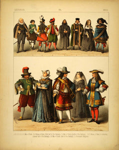 1882 Costume German Renaissance Men Women Clergy Dress - ORIGINAL COS2   Period Paper Historic Art LLC