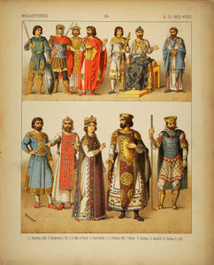 1882 Costume Byzantine Emperor Empress Bishop Warriors East Rome Uniforms COS2