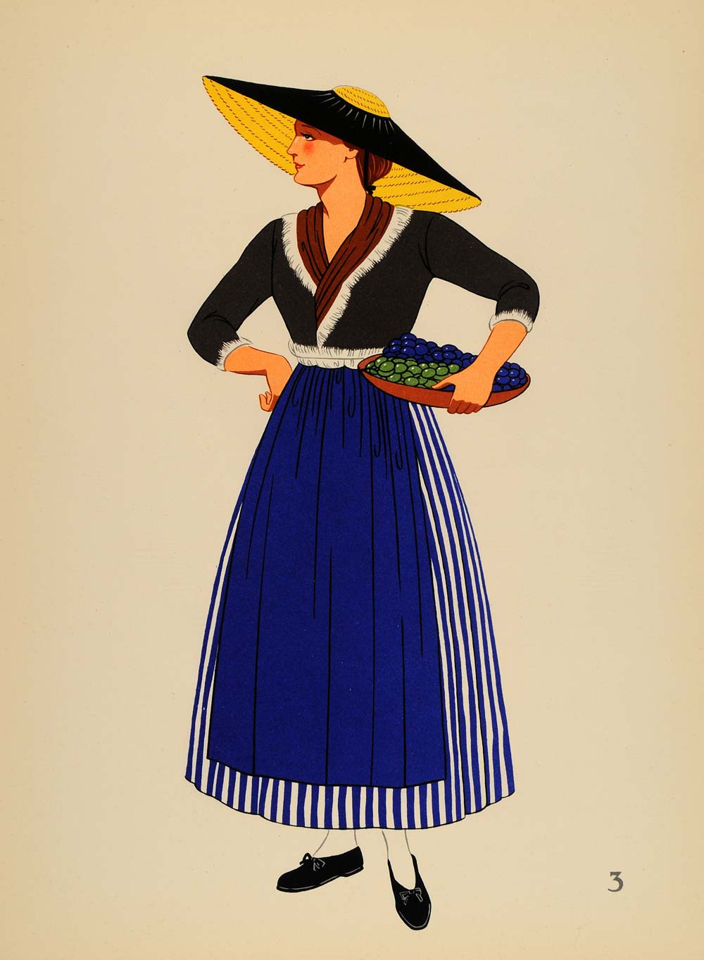 1939 Woman Costume Hitzendorf Styria Austria Lithograph - ORIGINAL COS4