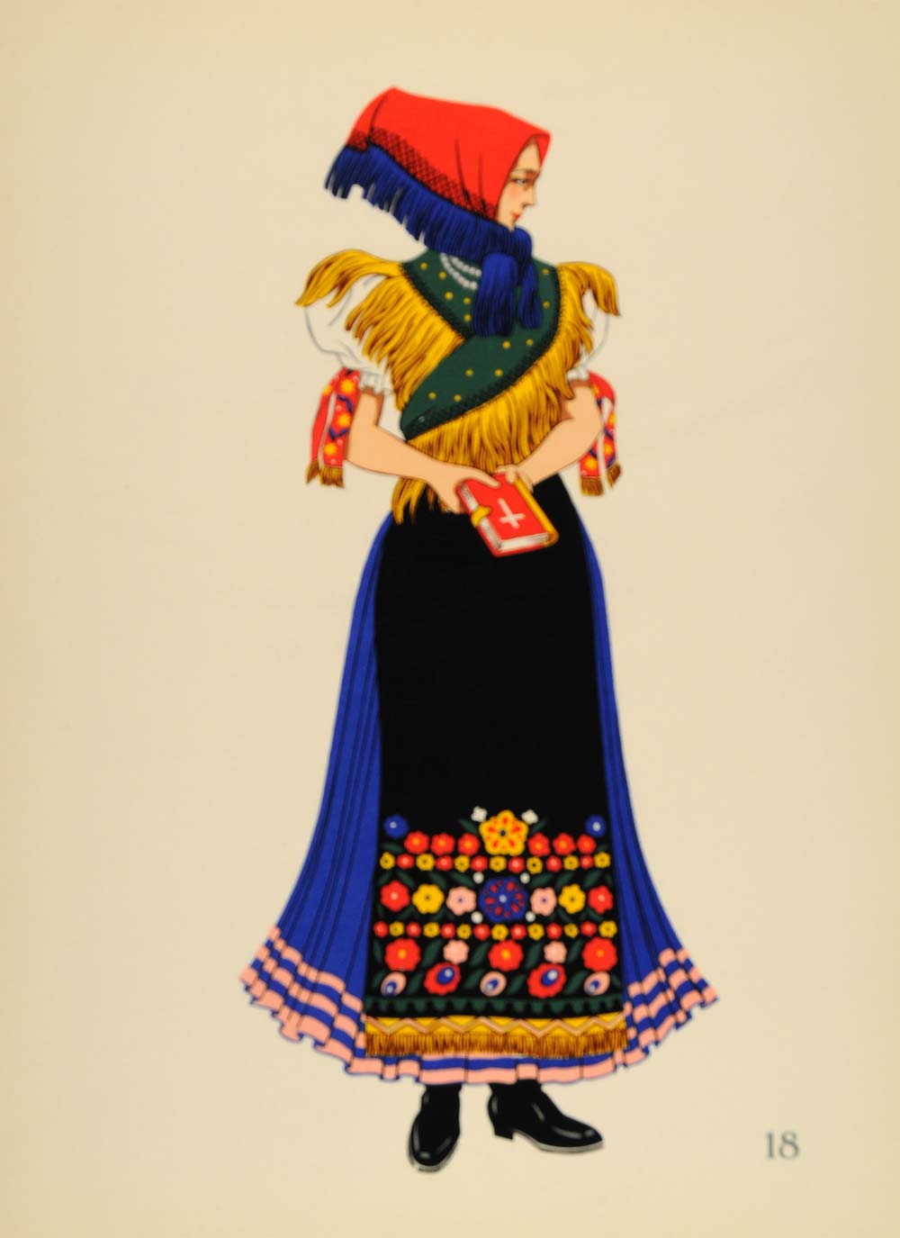 1939 Costume Woman Dress Mezokovesd Hungary Lithograph - ORIGINAL COS4