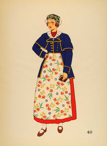 1939 Polish Costume Woman Solec Kujawski Poland Litho. - ORIGINAL COS4