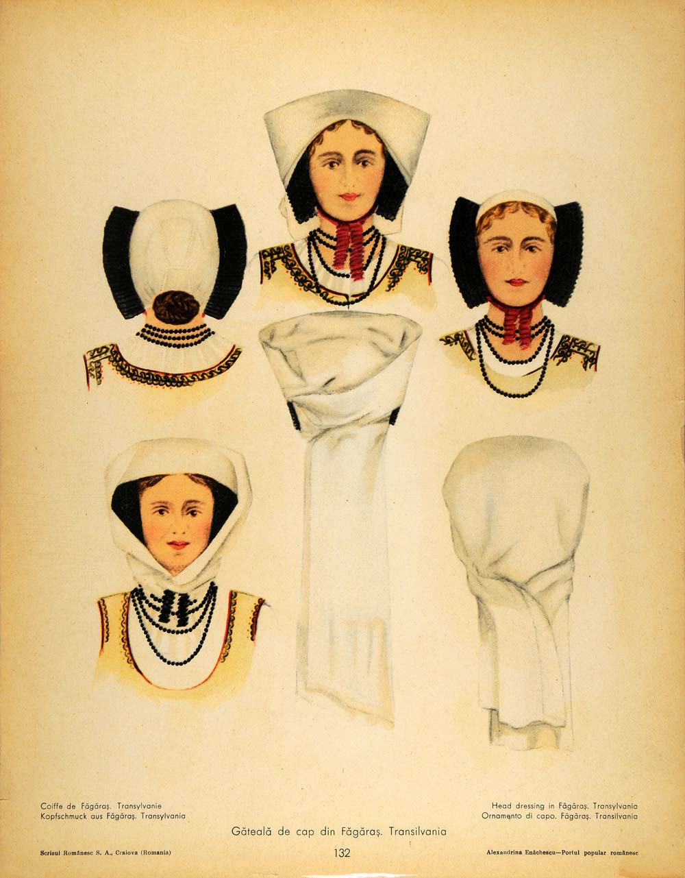 1937 Cap Costume Women Fagaras Romania Transylvania - ORIGINAL COS5