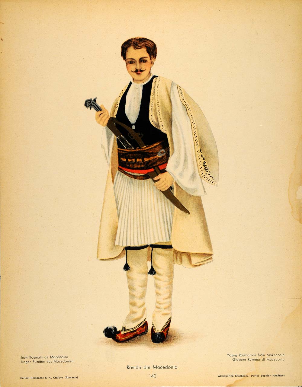 1937 Folk Costume Romanian Man Macedonia Prints SET - ORIGINAL COS5