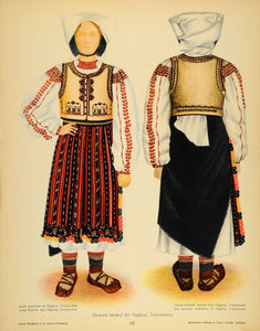 1937 Folk Costume Romanian Woman Fagaras Romania Print - ORIGINAL COS5