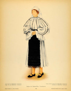 1937 Costume Romania Peasant Woman Saliste Sibiu Print - ORIGINAL COS5