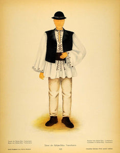 1937 Costume Romania Peasant Man Saliste Sibiu Print - ORIGINAL COS5