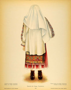 1937 Folk Costume Dress Romanian Woman Hateg Prints SET - ORIGINAL COS5