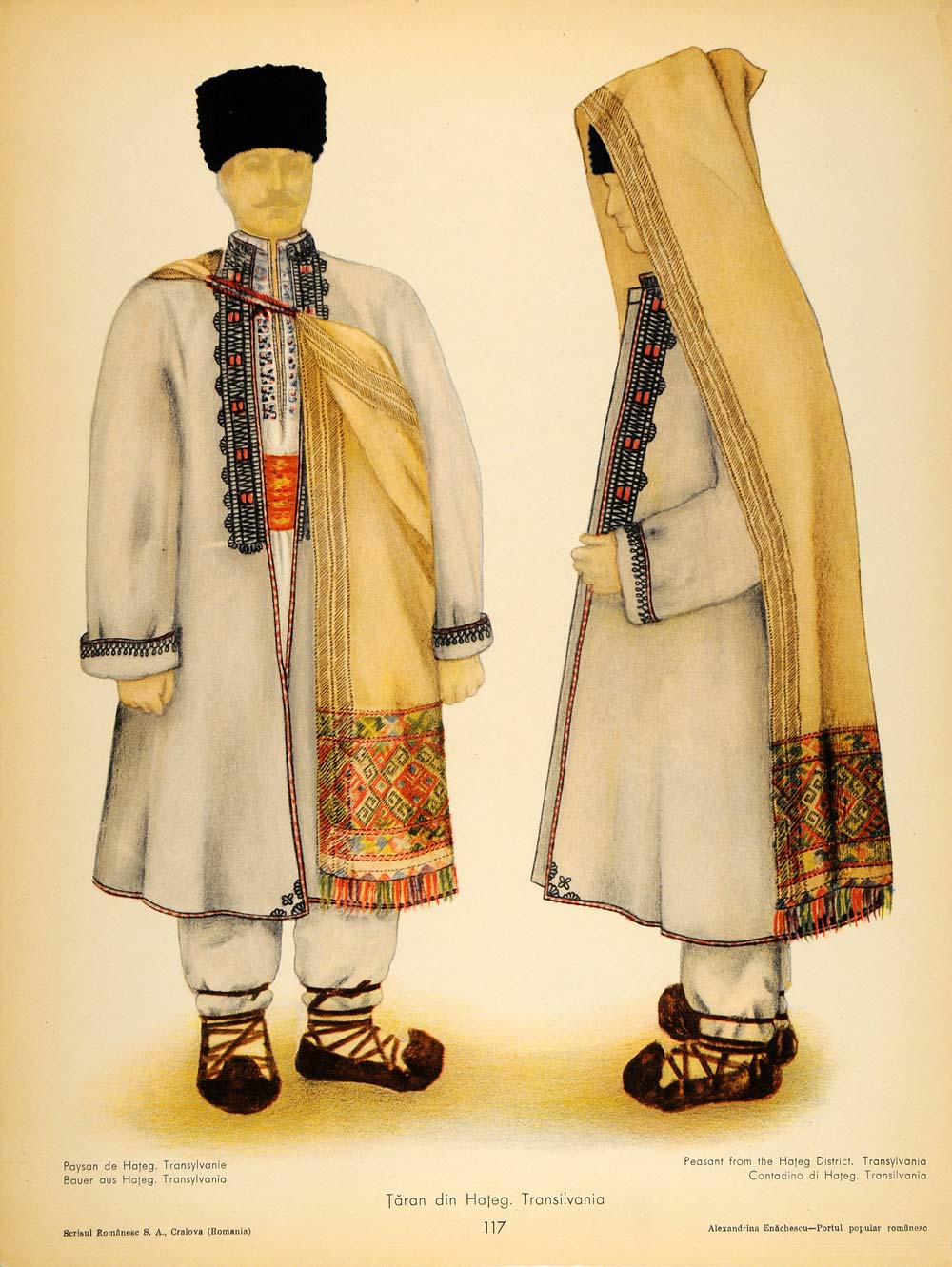 1937 Folk Costume Romanian Man Hateg Romania Prints SET - ORIGINAL COS5