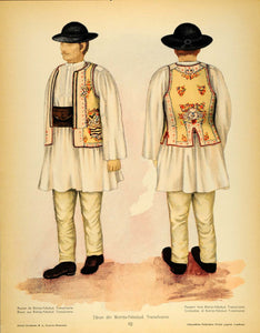 1937 Folk Costume Romanian Man Bistrita Nasaud Print - ORIGINAL COS5