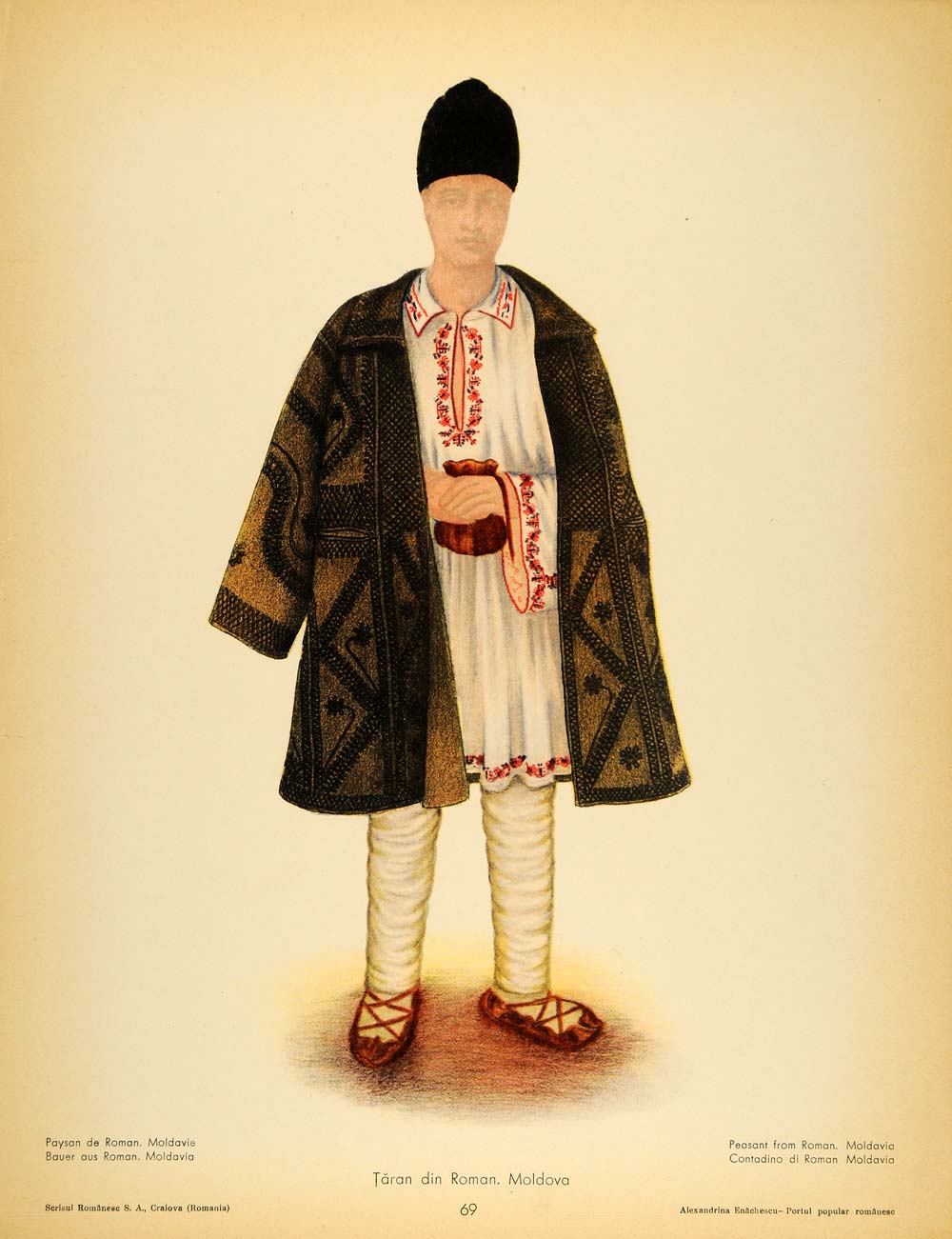 1937 Costume Coat Romanian Peasant Man Moldavia Print 1937 Costume Coat Romanian Peasant Man Moldavia Print