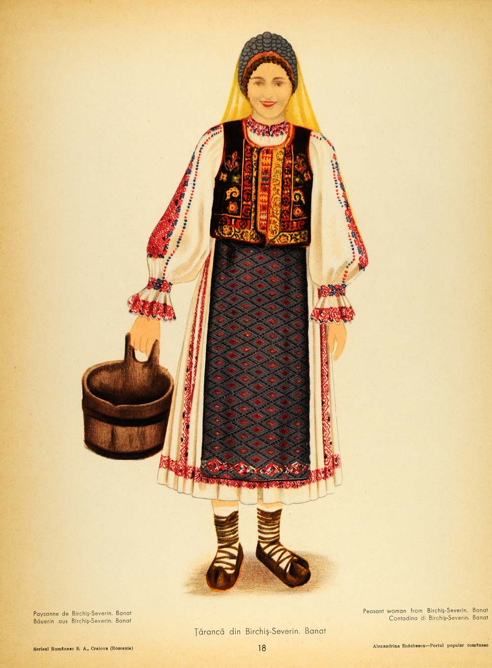 1937 Folk Costume Peasant Woman Birchis Romania Prints - ORIGINAL COS5