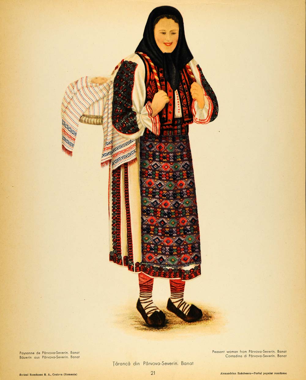 1937 Costume Peasant Woman Baby Parvova Romania Prints - ORIGINAL COS5