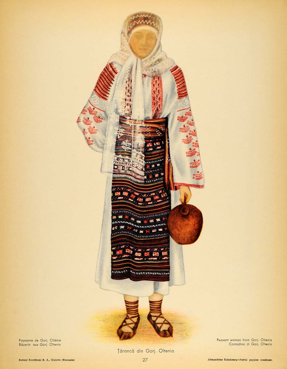 1937 Costume Peasant Woman Oltenia Romania Prints SET - ORIGINAL COS5