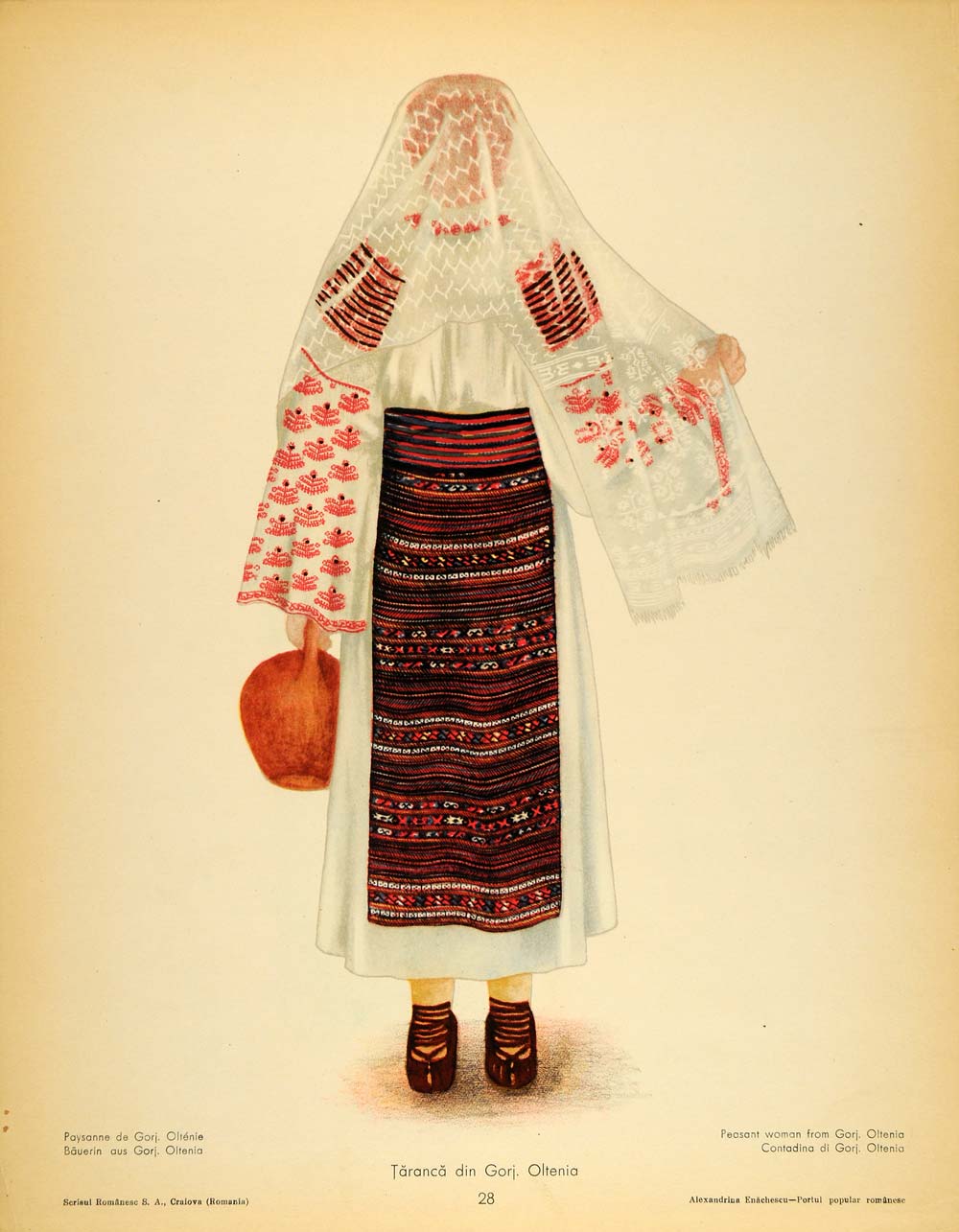 1937 Costume Peasant Woman Oltenia Romania Prints SET - ORIGINAL COS5