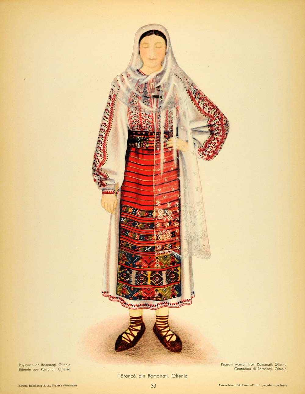 1937 Costume Romanian Peasant Woman Oltenia Prints SET - ORIGINAL COS5