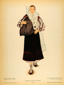 1937 Folk Costume Romania Woman Prahova Muntenia Print - ORIGINAL COS5