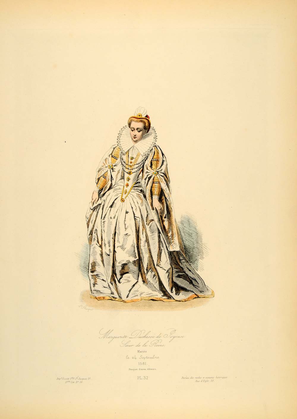 1870 Marguerite Duchess Renaissance Costume Ruff France - ORIGINAL COS6