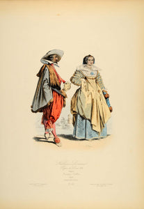 1870 France French Nobility Costume Dress Hat Shoe 1625 - ORIGINAL COS6
