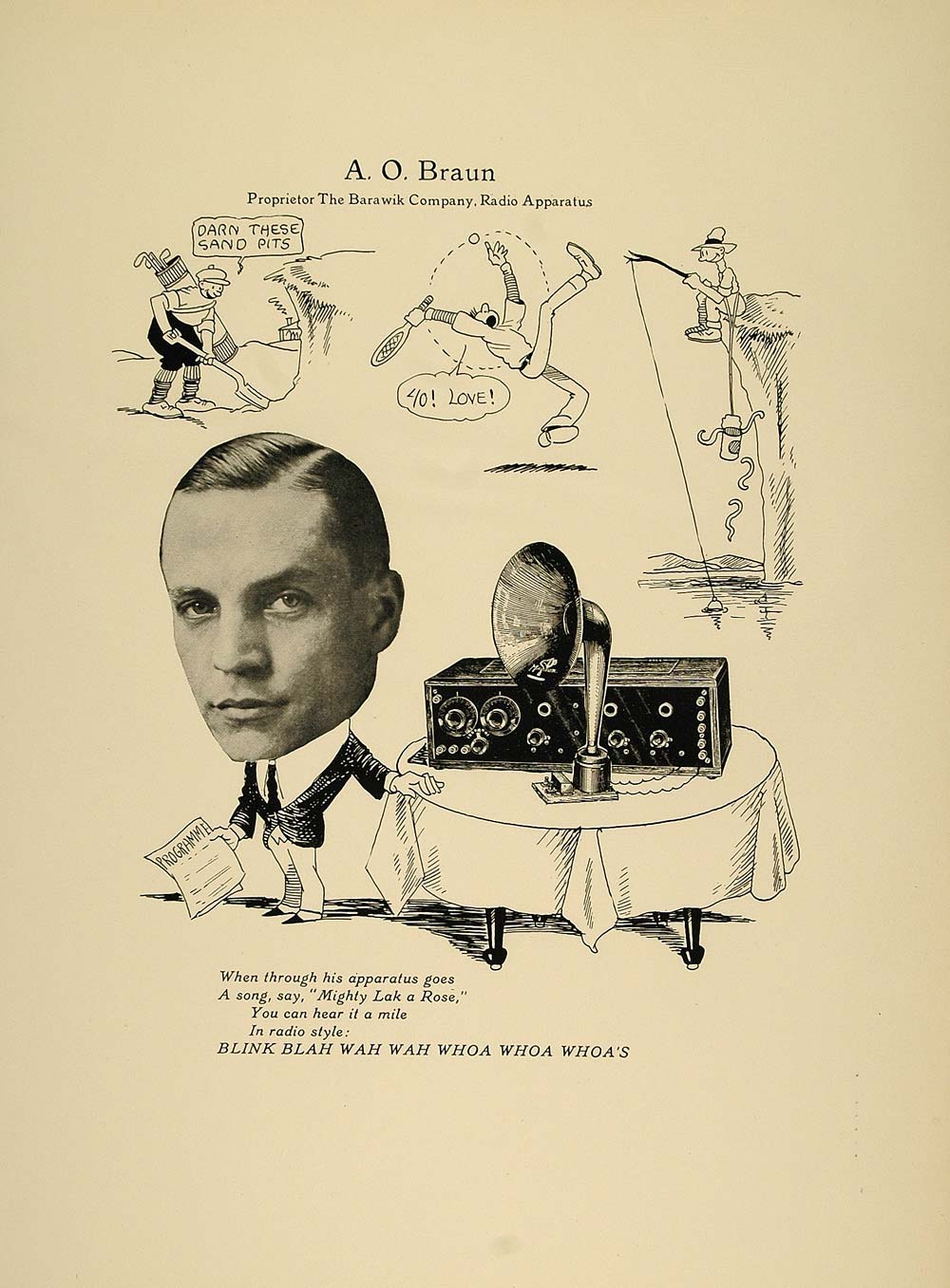 1923 Print A. O. Braun Barawik Radio Apparatus Chicago - ORIGINAL CP1