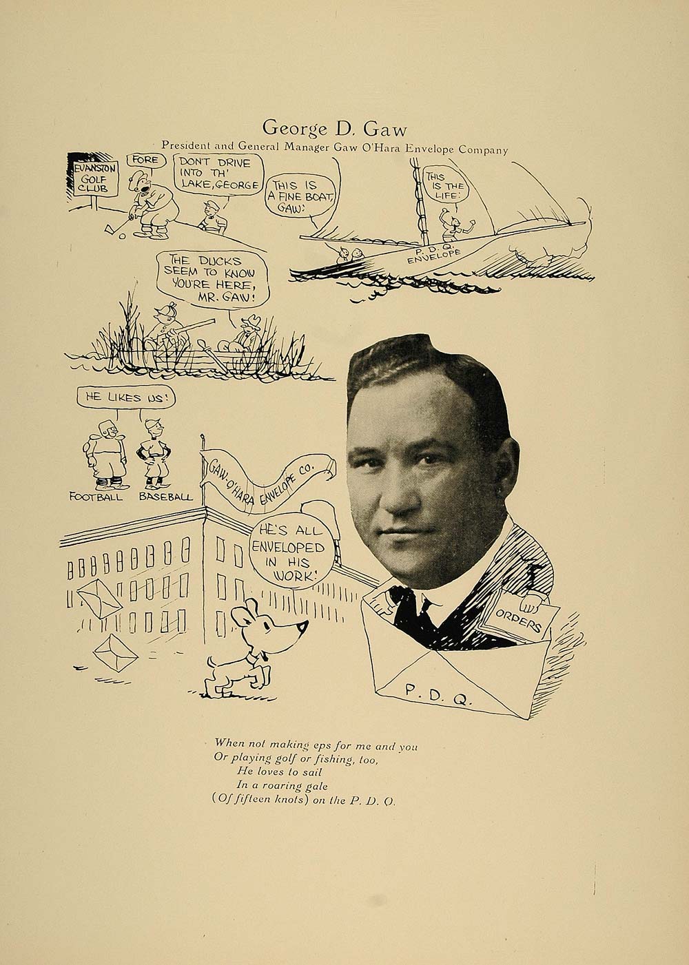 1923 Print George D. Gaw O'Hara Envelope Co. Chicago - ORIGINAL CP1