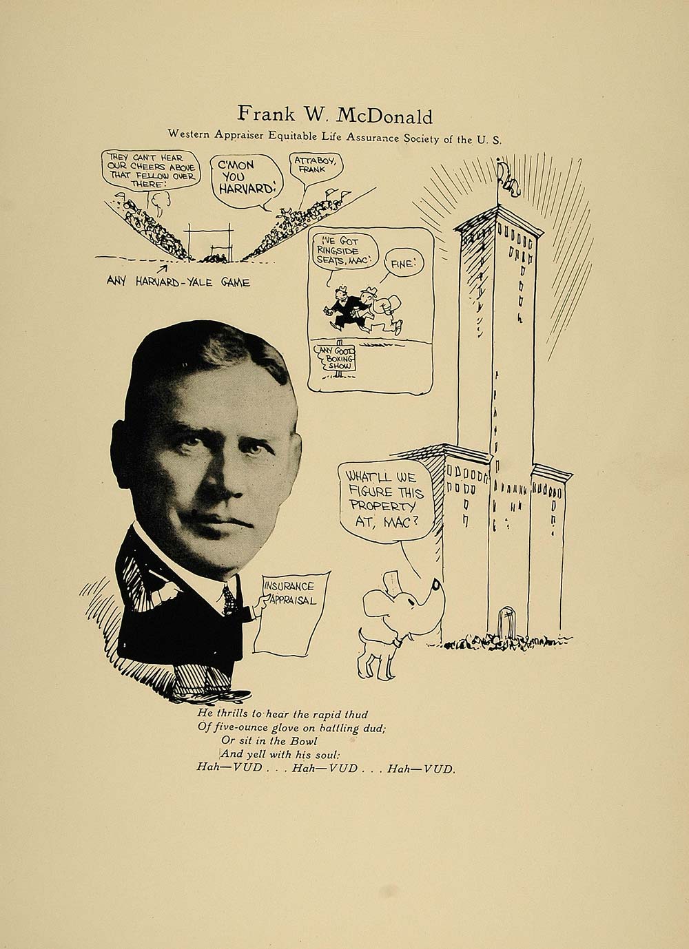 1923 Print Frank W. McDonald Chicago Equitable Life - ORIGINAL CP1
