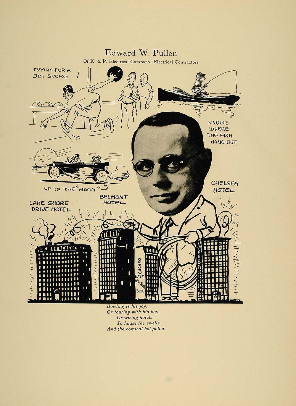 1923 Print Edward W. Pullen Chicago K. & P. Electrical - ORIGINAL CP1 ...
