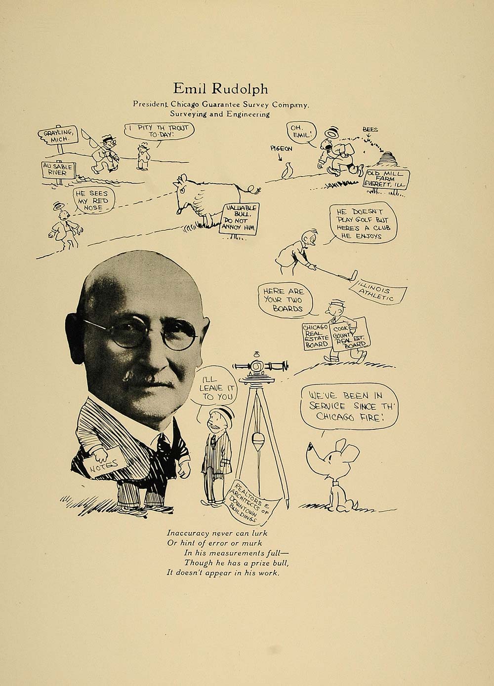 1923 Print Emil Rudolph Chicago Guarantee Survey Co. - ORIGINAL CP1 ...