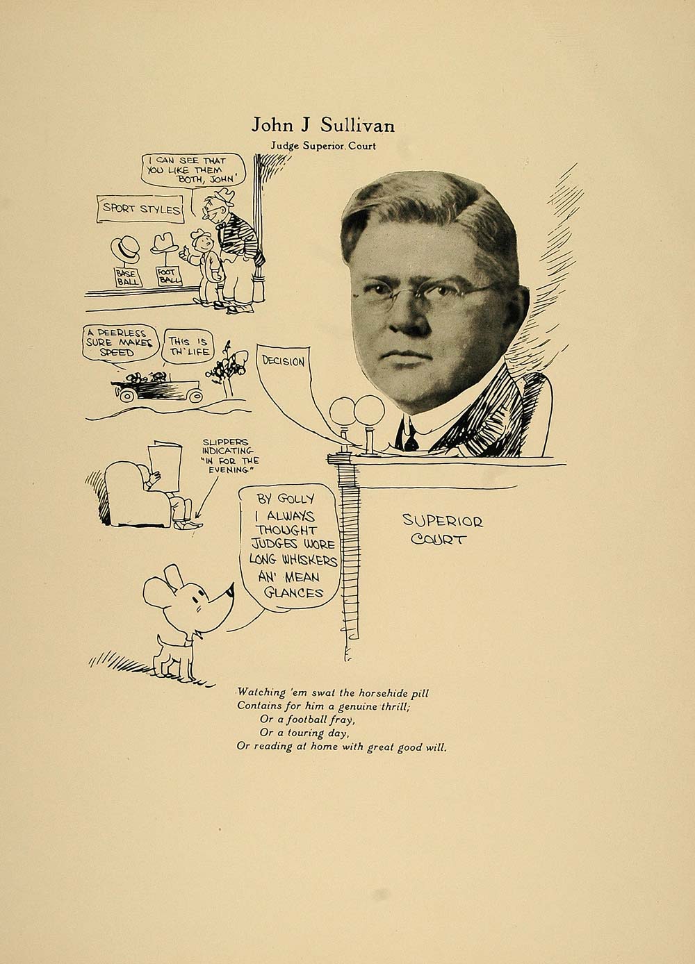 1923 Print John Sullivan Chicago Superior Court Judge - ORIGINAL CP1