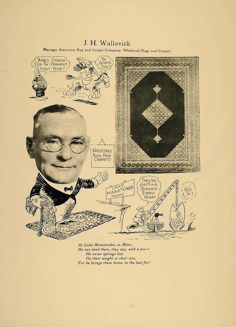 1923 Print J. H. Wallovick Chicago Wholesale Rug Carpet - ORIGINAL CP1