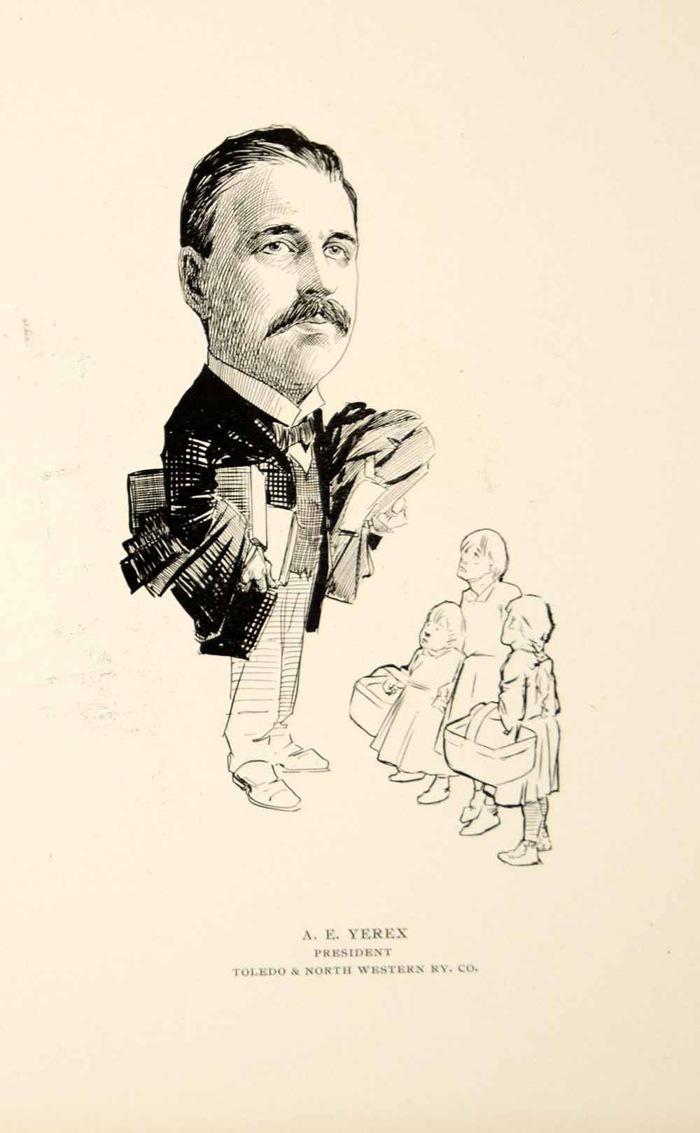 1904 Lithograph A.E. Yerex President Toledo North Western Western Railroad CPC1