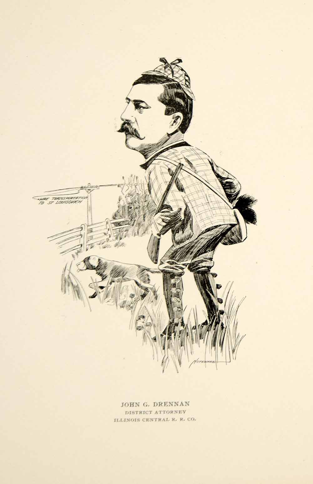 1904 Lithograph John G. Drennan District Attorney Illinois Central Railroad CPC1