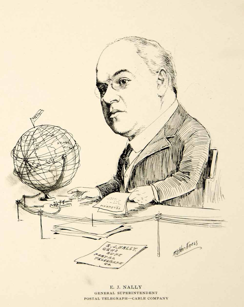 1904 Lithograph E.J. Nally General Superintendent Postal Telegraph Company CPC1