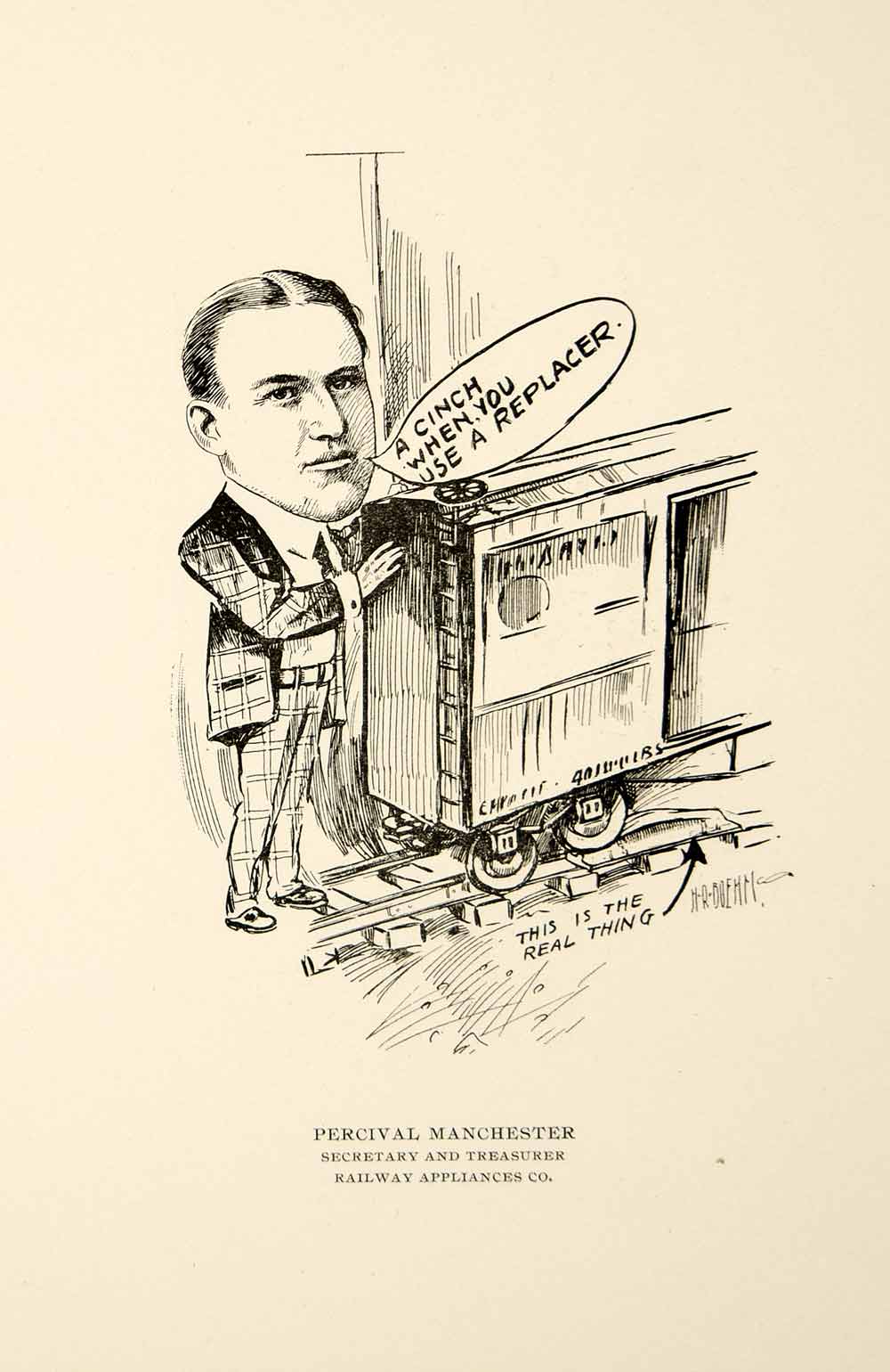 1904 Lithograph Percival Manchester Treasurer Railway Appliances Company CPC1