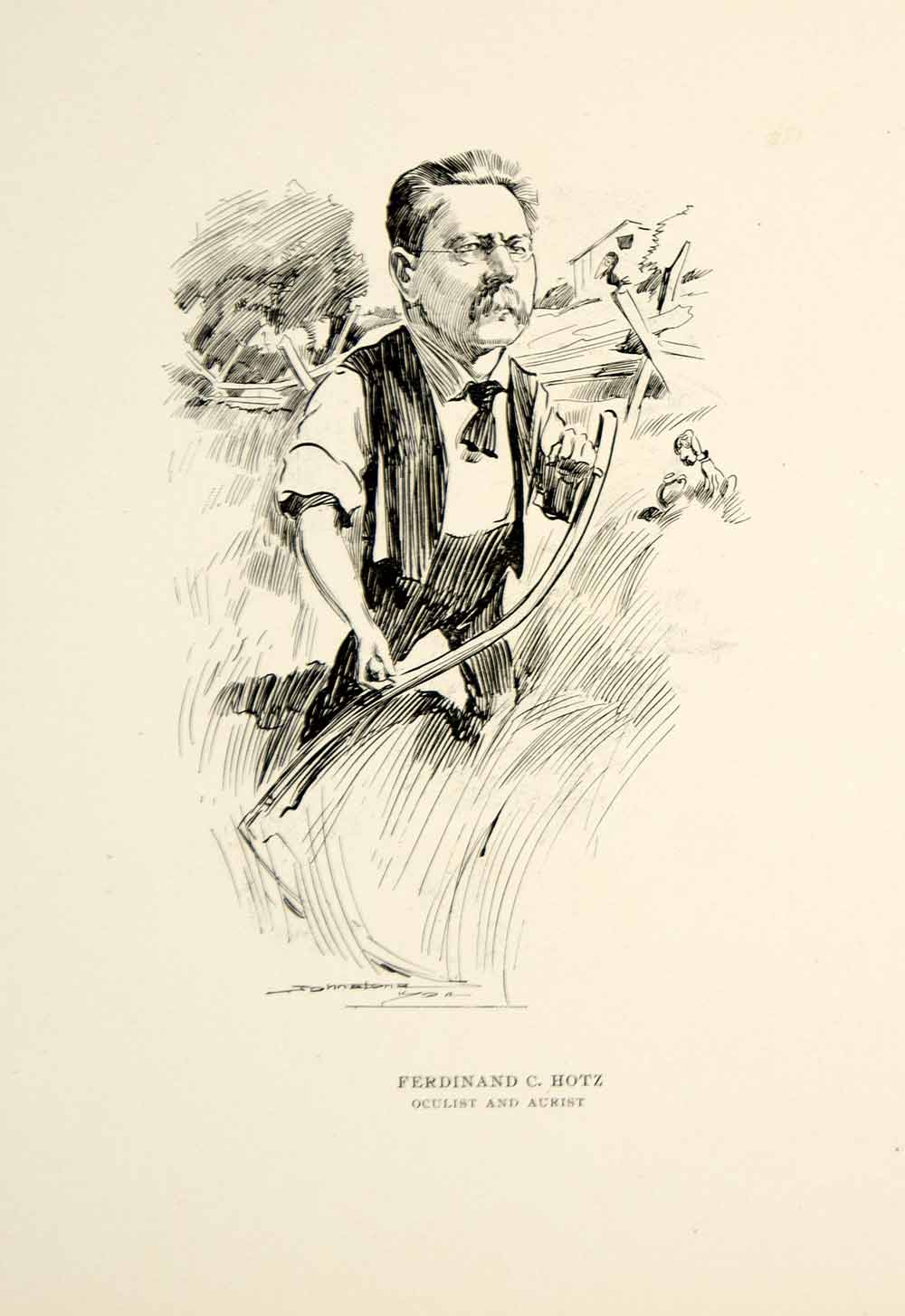 1904 Lithograph Ferdinand C. Hotz Oculist Aurist Chicago Illinois Johnstone CPC1