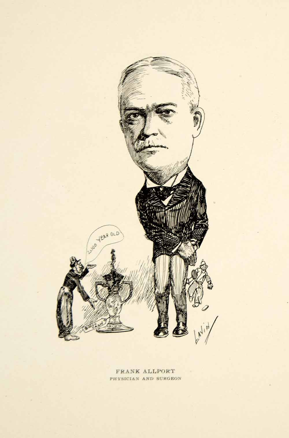 1904 Lithograph Frank Allport Surgeon Physician Chicago Illinois D.J. Lavin CPC1