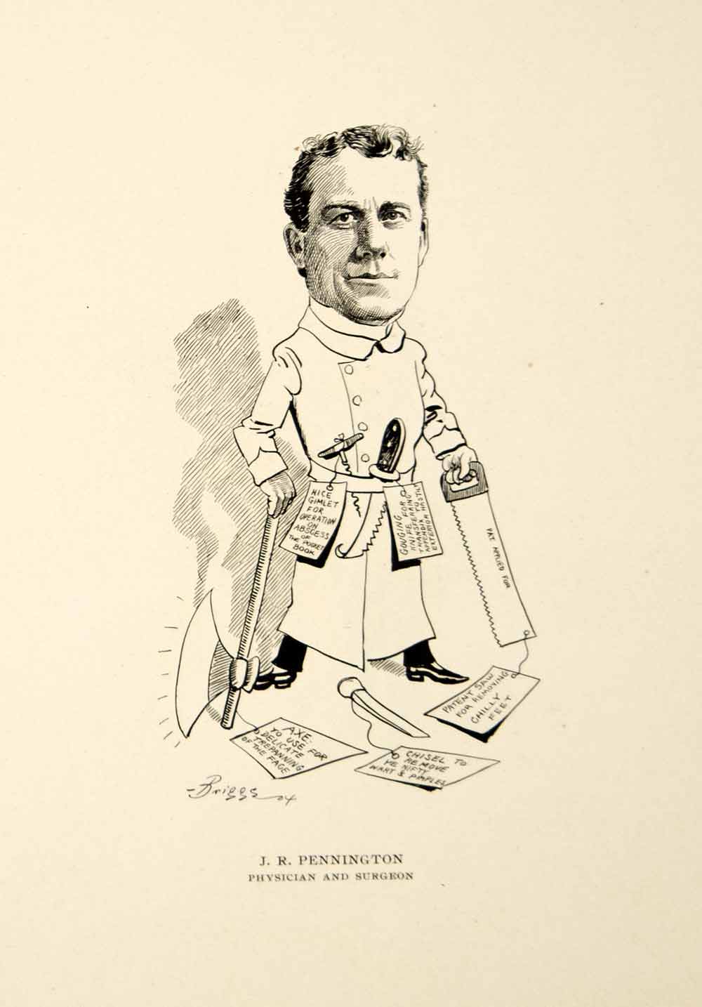 1904 Lithograph J.R. Pennington Physician Surgeon Chicago Illinois Briggs CPC1
