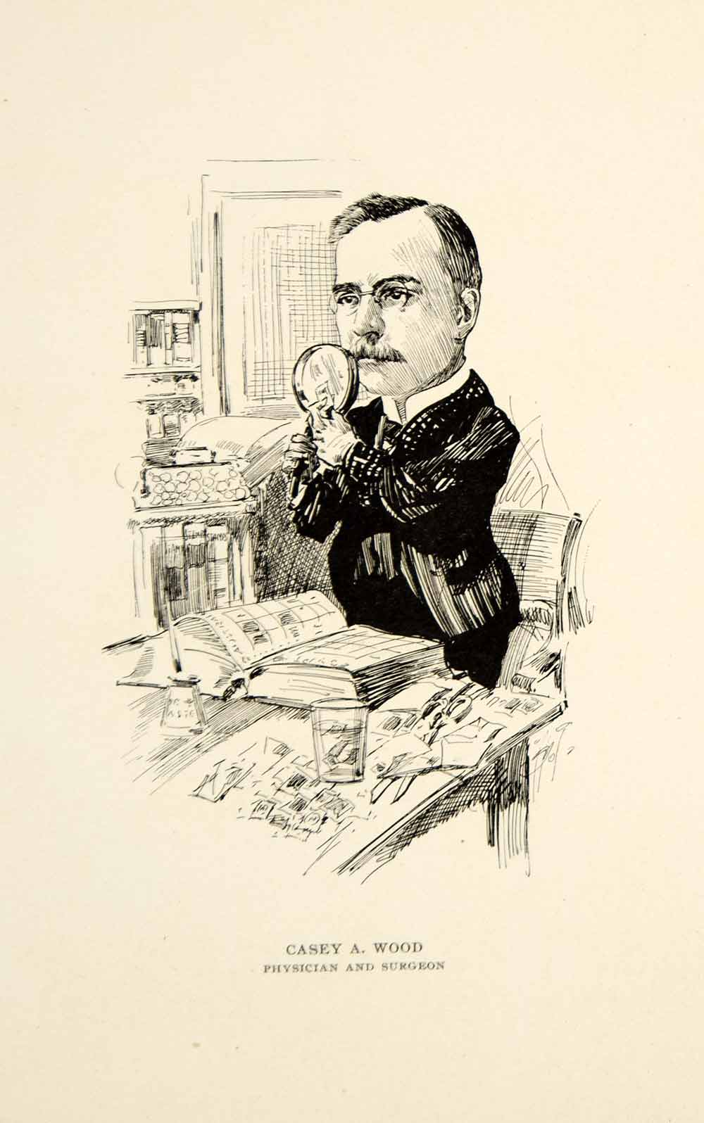 1904 Lithograph Casey A. Wood Physician Surgeon Chicago Illinois Cartoon CPC1