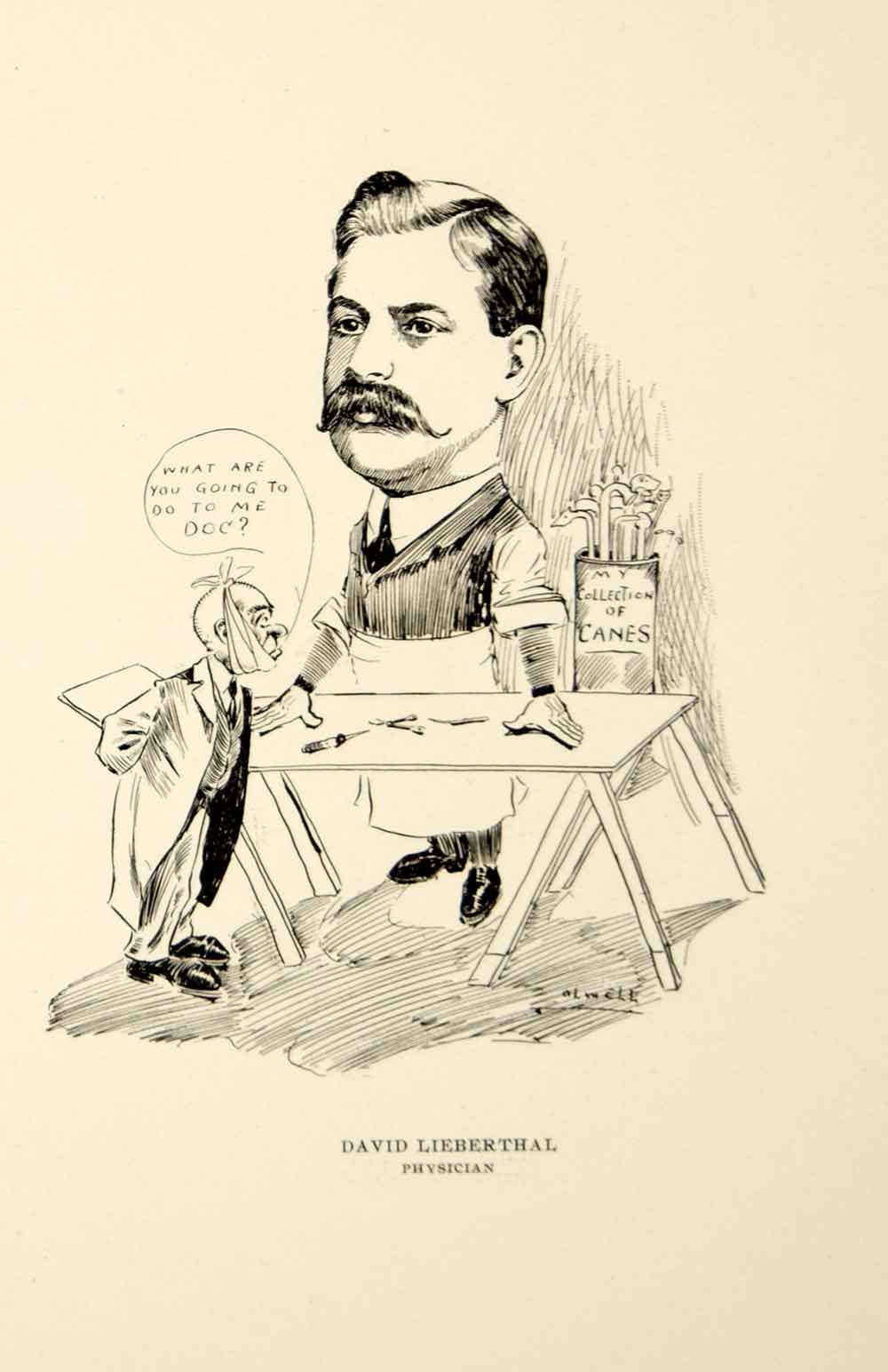 1904 Lithograph David Lieberthal Physician Chicago Illinois L.E. Olwell Art CPC1
