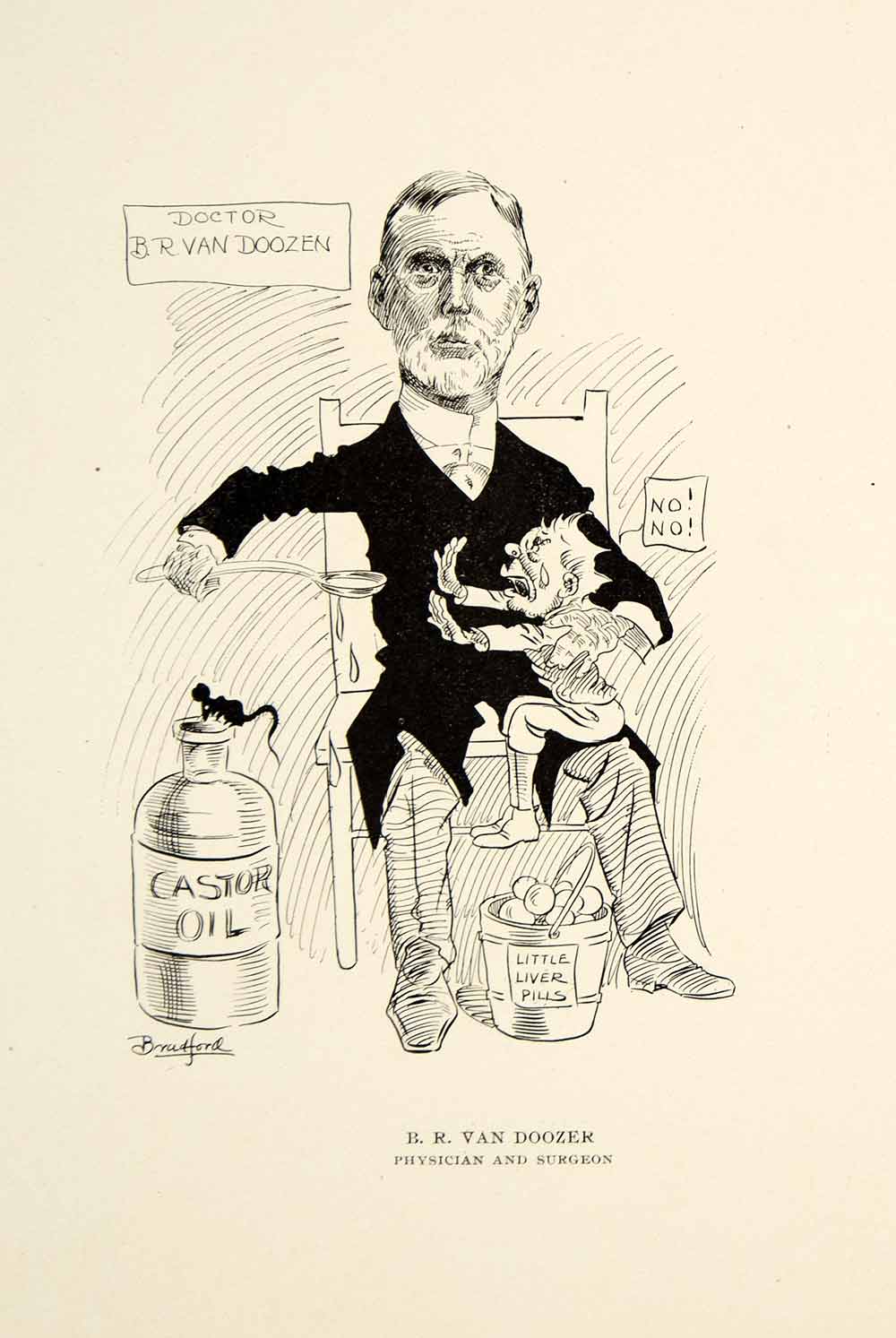 1904 Lithograph B.R. Van Doozer Physician Surgeon Chicago Illinois Bradford CPC1