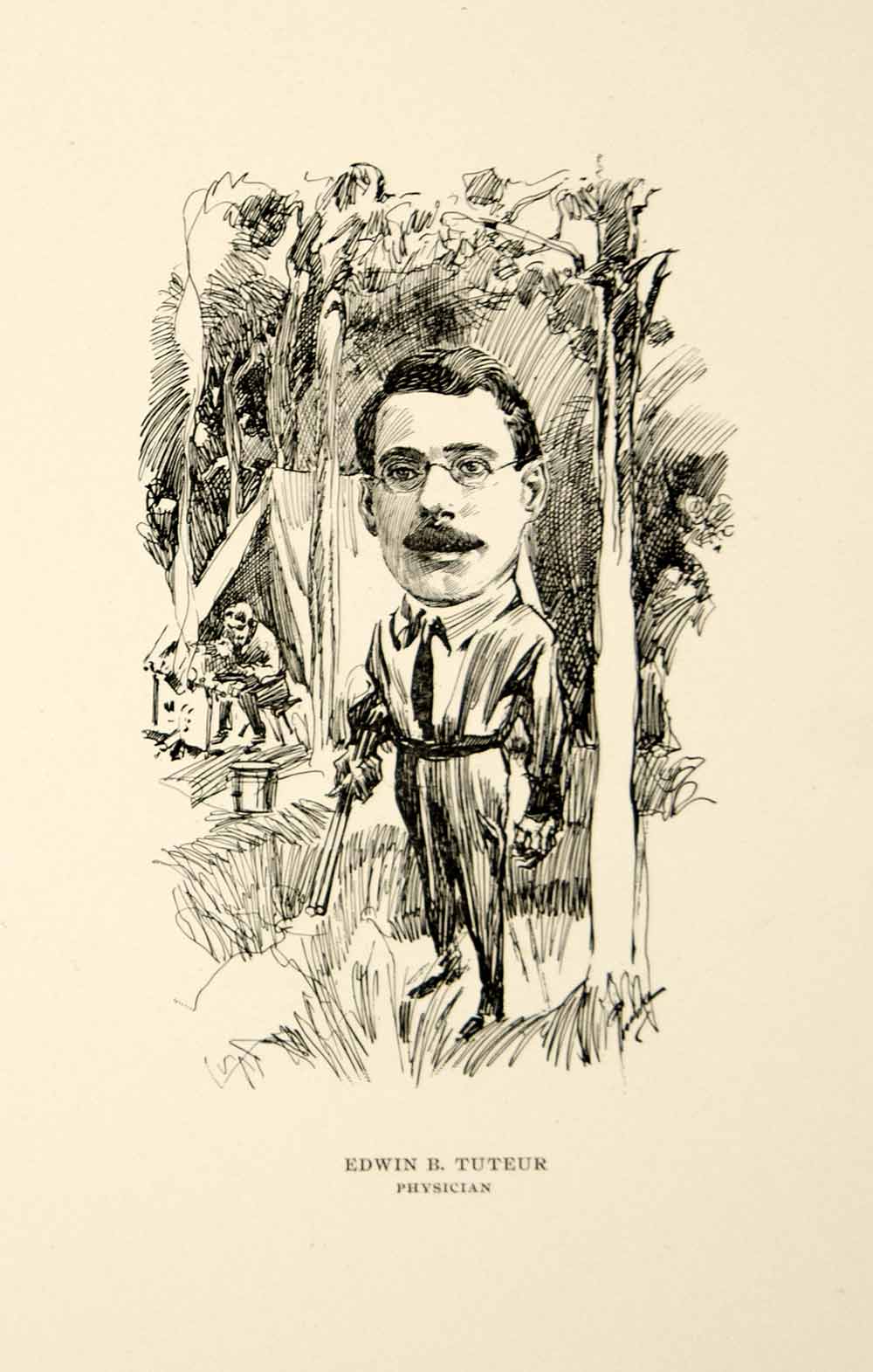 1904 Lithograph Edwin B. Tuteur Physician Chicago Illinois H.A. Thiede Art CPC1
