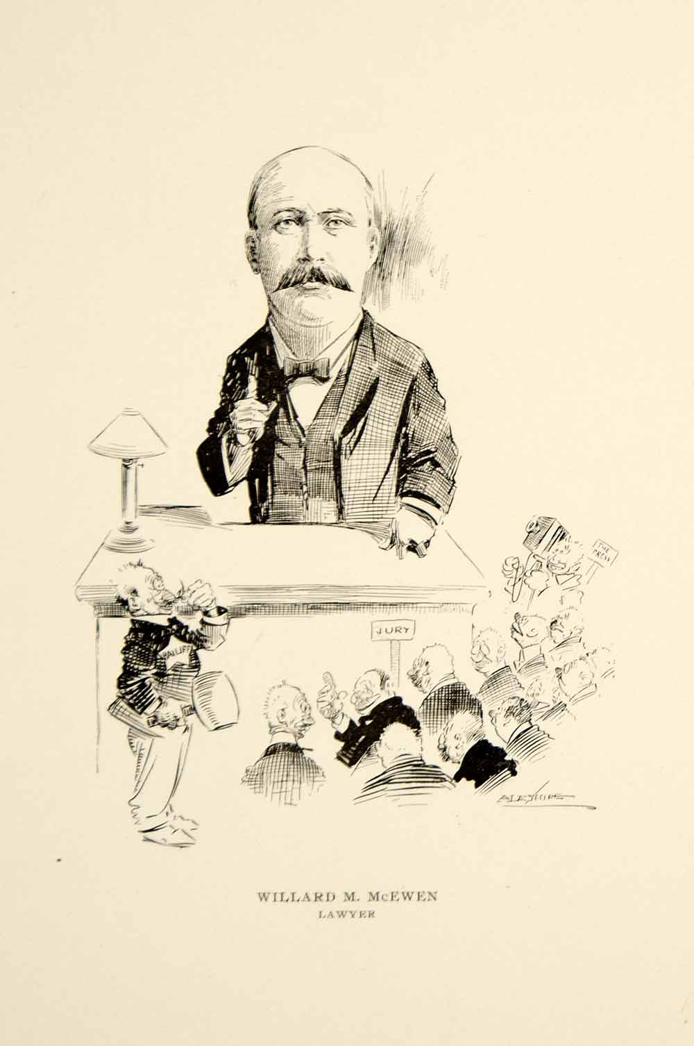 1904 Lithograph Willard M. McEwen Lawyer Chicago Illinois M.B. Aleshire Art CPC1