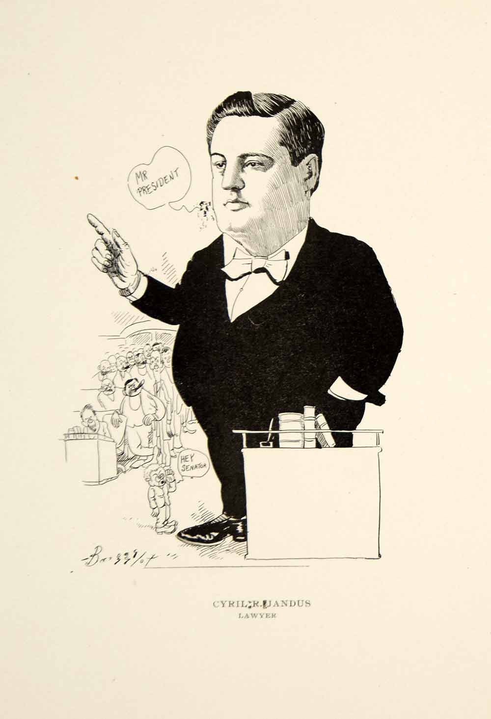 1904 Lithograph Cyril R. Jandus Lawyer Chicago Illinois C.A. Briggs Art CPC1