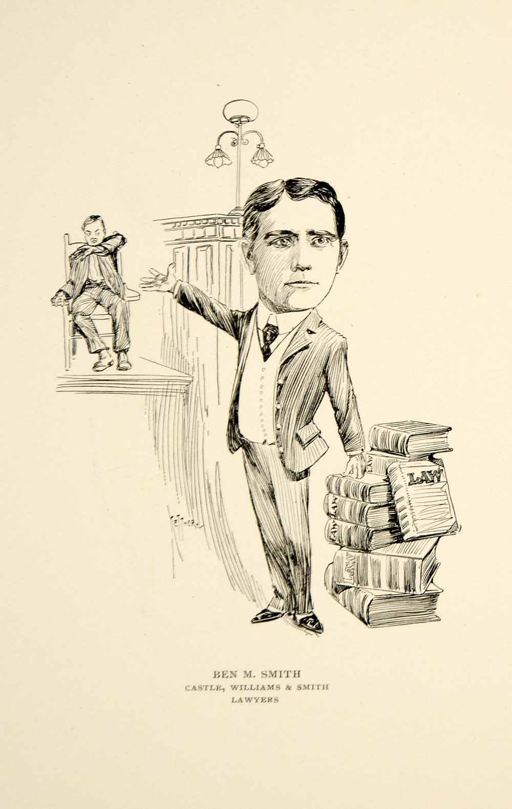 1904 Lithograph Ben M Smith Castle Williams Law Firm Chicago IL Kettner Art CPC1