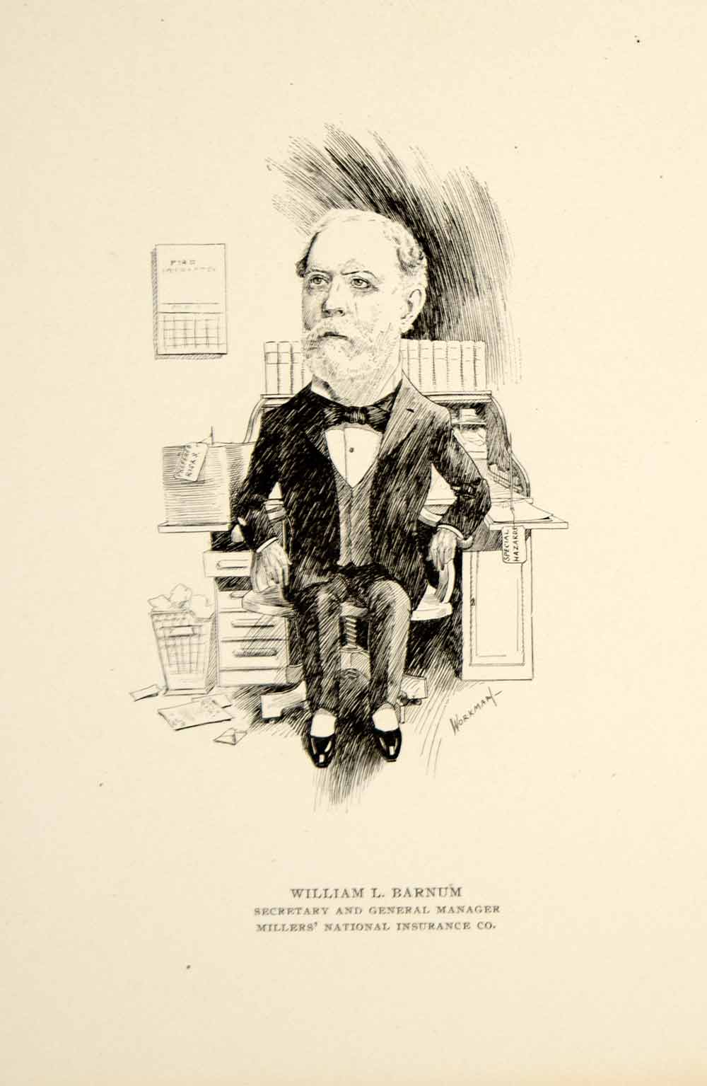 1904 Lithograph William L. Barnum Millers National Insurance C.H. Workman CPC1