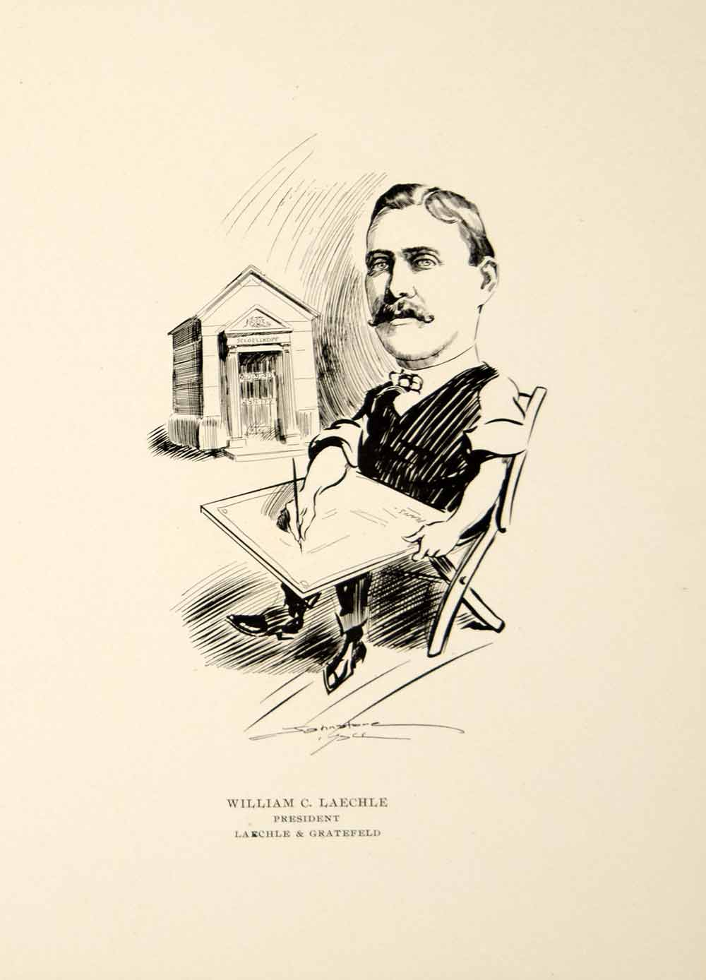 1904 Lithograph William C. Laechle Gratefeld Chicago Illinois Johnstone CPC1