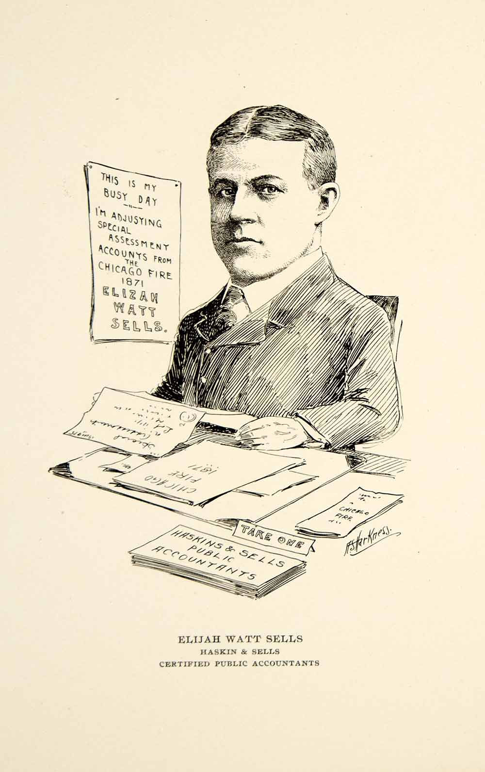 1904 Lithograph Elijah Watt Sells Public Accountants Chicago Illinois Image CPC1