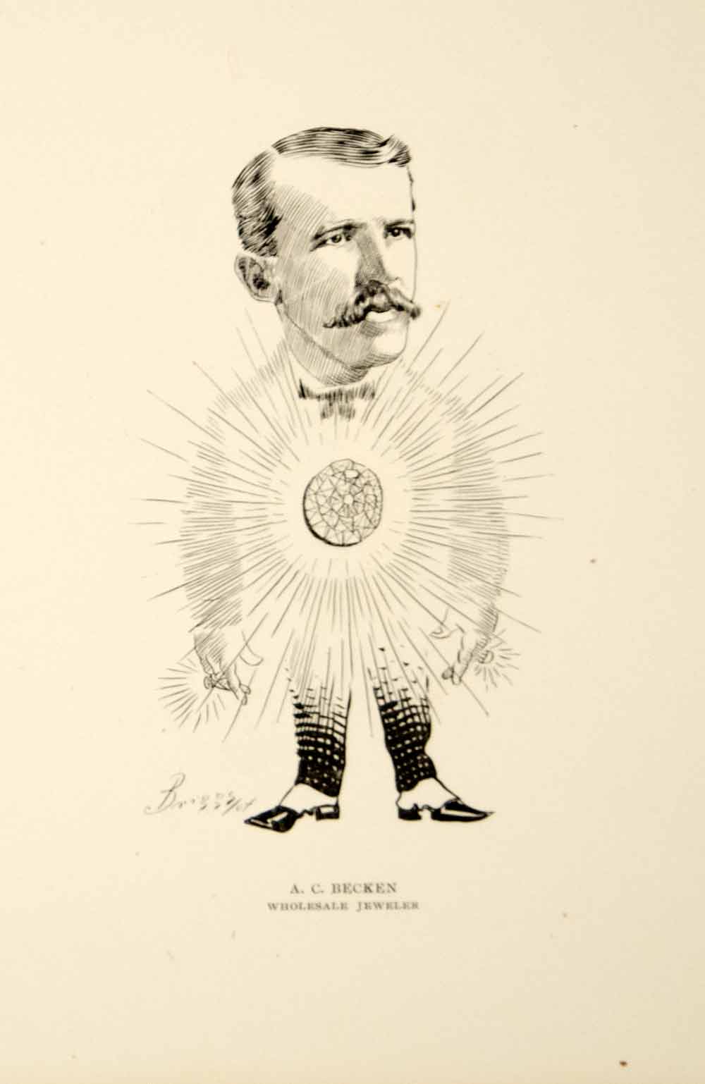 1904 Lithograph A.C. Becken Jeweler Chicago Illinois C.A. Briggs Portrait CPC1