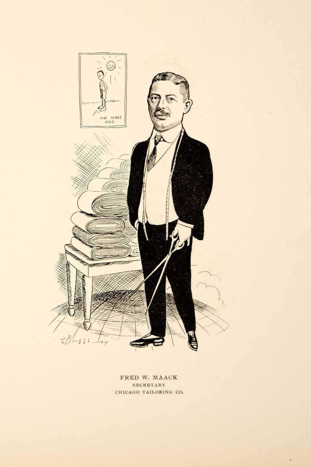 1904 Lithograph Fred W. Maack Secretary Tailor Chicago Illinois C.A. Briggs CPC1